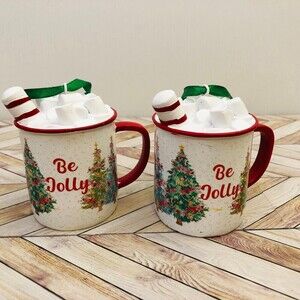 2022 Pioneer Woman Mug Christmas "Be Jolly" Ornament Bundle, 2 Count